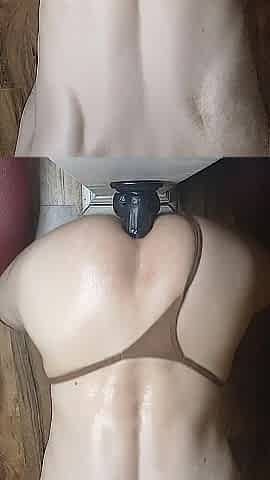 Oiled Tiny Femboy Bangs Sex toy Doggy Until Climax