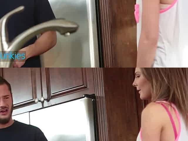 REALITYJUNKIES - Babysitter Ends Banging Her Boss' Stepson After Watching A Scary Film With Him