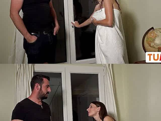 French brunette sodomized by a chaser after the shower