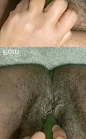 Rubbing Fingering My Hairy Pussy Stimulating My Clit with Vibrator