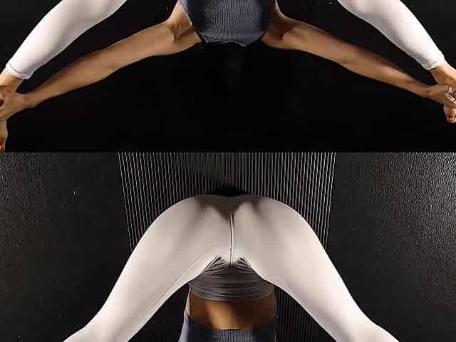 Sultry solo session blends yoga and private pressure