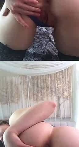 Kinky moist taco brunette anal toy play during masturbating
