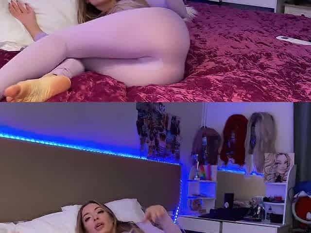 baby in leggings (hose) dances striptease and toys many orgasms