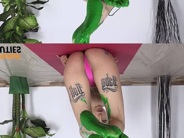 A Tattooed Petite Sweetheart's Colorful Yoga at Home