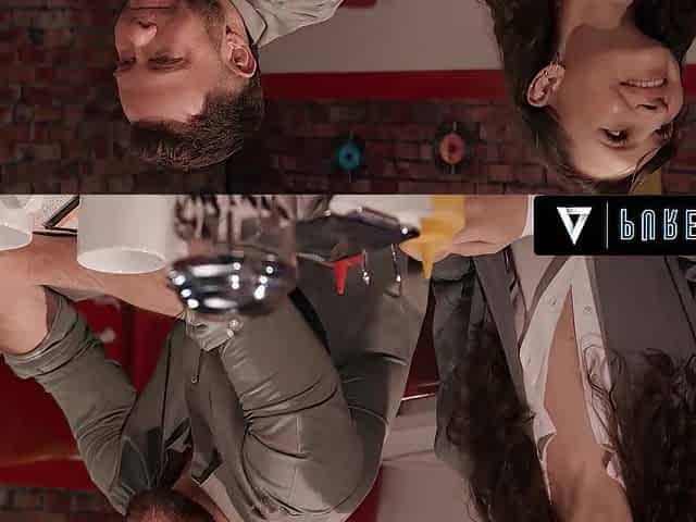 Perfect date in a diner ends with a wild public fuck