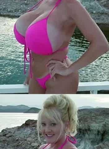 Cute blonde with big boobs solo