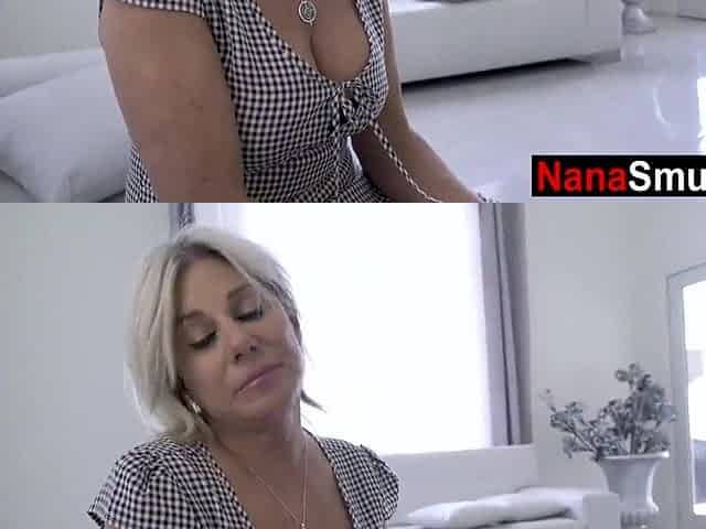 Breasty stepgranny enjoys stepgrandsons jock