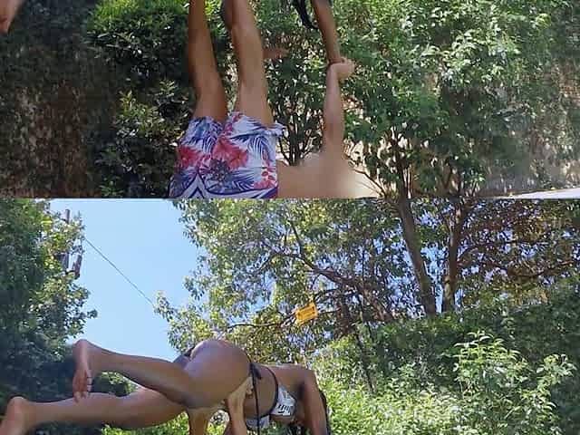 This EBONY MILF came for yoga lessons