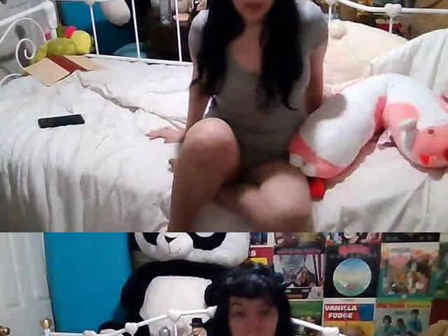 Very hot busty brunette solo masturbation on webcam