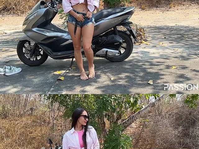 Huge Piss Fountain on My Soles - Motorbike Public Flashing