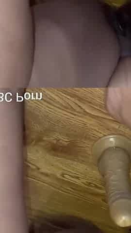 Rubbing My Clit Riding Mounted Dildo