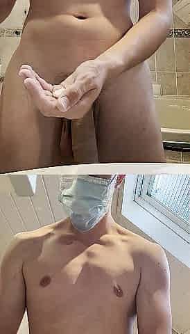 After my shower I put cream on soaked body and got so lustful that I exploded in my sink