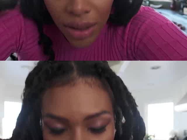 Hot ebony milf cheats on her husband with her stepson and pleases his big cock with her mouth and pussy