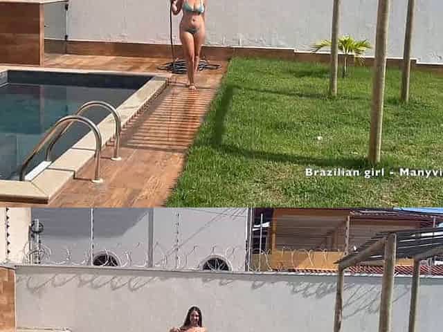 Brazilian girl BG Taboo Sister tans by the pool 3