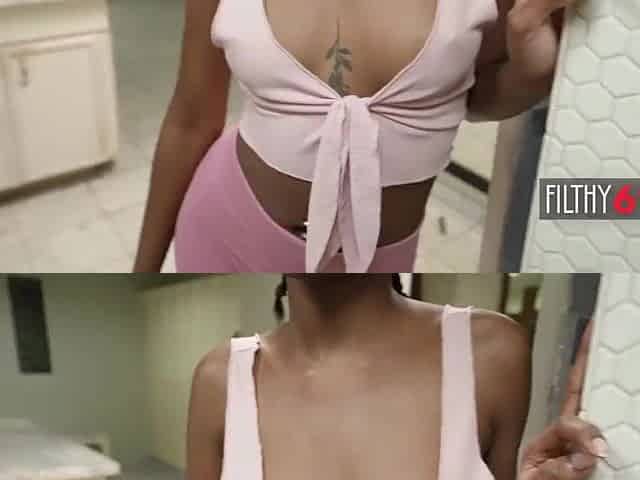 Banging my black girlfriend at the gym washroom - Mila Mars