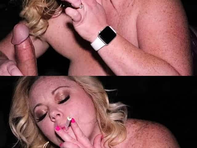 Old mature blonde is giving handjob to lucky dude