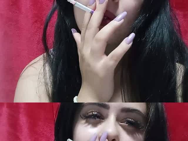 Cute Smoker Girl with Slim Cigarette