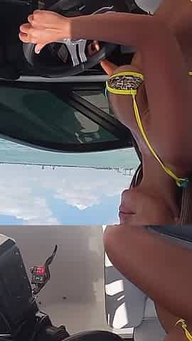 Fit MILF's Blowjob on Private Yacht
