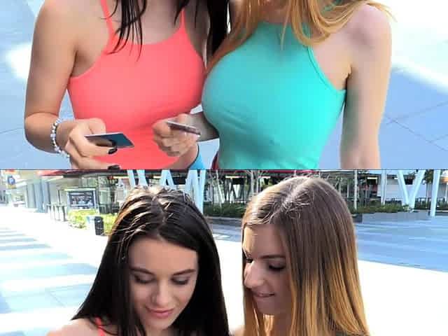 Blonde and brunette lesbians licking and sucking pussy