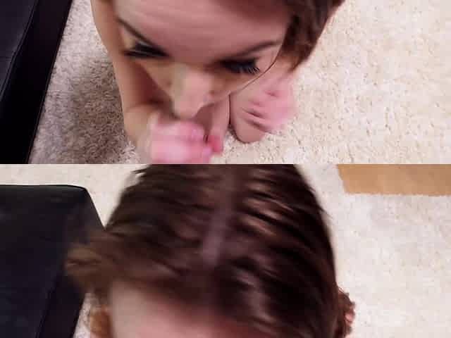 POV blowjob footjob handjob with Karla Kush eating cum