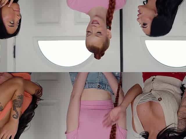 Three girls, including tattooed milf Danae Mari, share a passionate ass-licking experience.