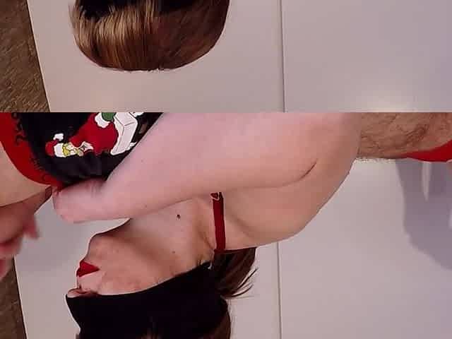 Red lipstick on my neighbor's dick