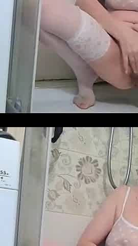Sexy Mature Piss in Shower and Play by Dildo in Ass Hole.