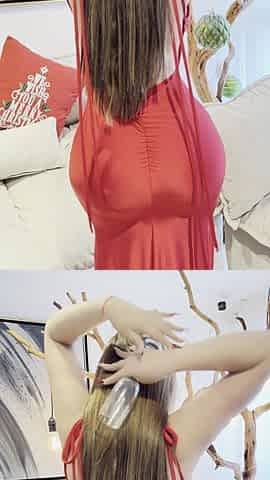 Taking off My Red Dress to Show You My Huge Ass and Tits