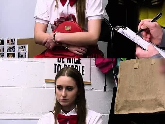 Condom stealing coed gags on cock