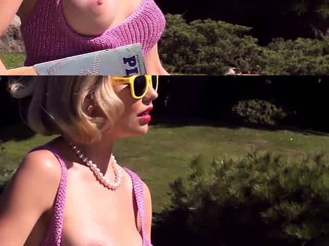 Big tits black MILF posed after blonde