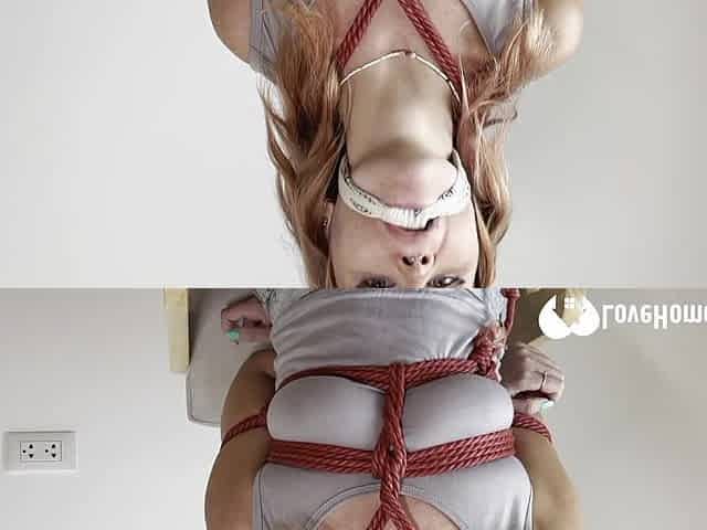 Blonde GF got tied up and gave BJ