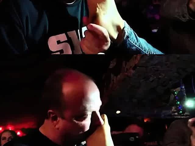 Dirty foot cleaning in public bar
