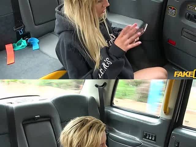 John Bangs Deep with American Blonde in Taxi