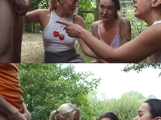 Girls in foursome sex and blowjobs by the pool