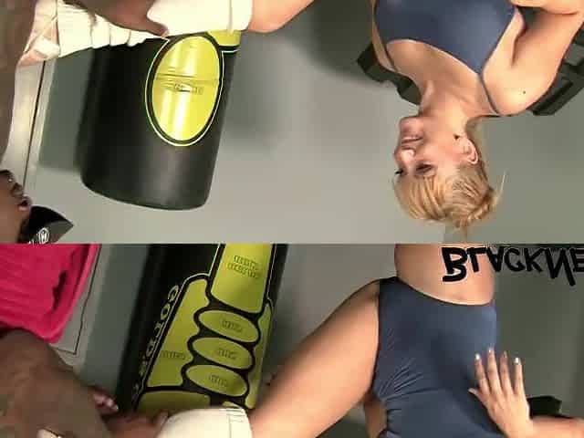 Blond Amateur Is Banging With A Large Ebony Dick In The Gym