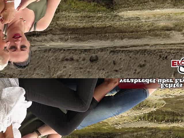 German outdoor blow job of 2 babes on vacation in Mallorca
