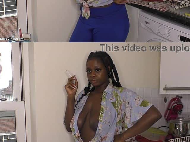 Betty smokes and gives a great downblouse view