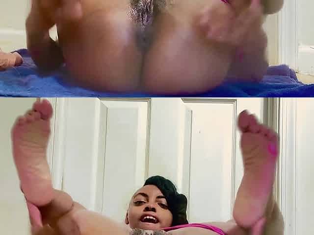 Black Mileena from mortal kombat slaying snatch with large schlong sextoy and squirts and creams