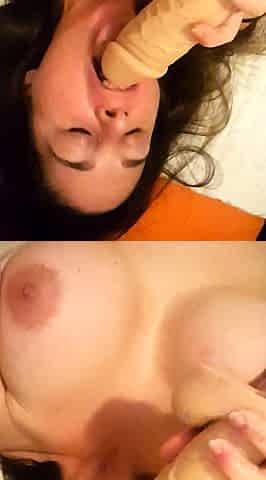 Chubby Brunette Big Boobs Dildo Masturbation