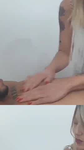 Busty blonde doing massage