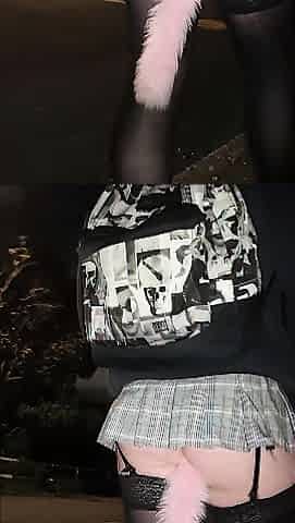 Candid public upskirt with a butt-plug tail