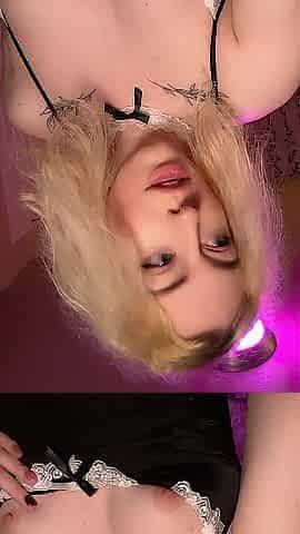 Playing with my boobs and cunt as your horny golden-haired maid