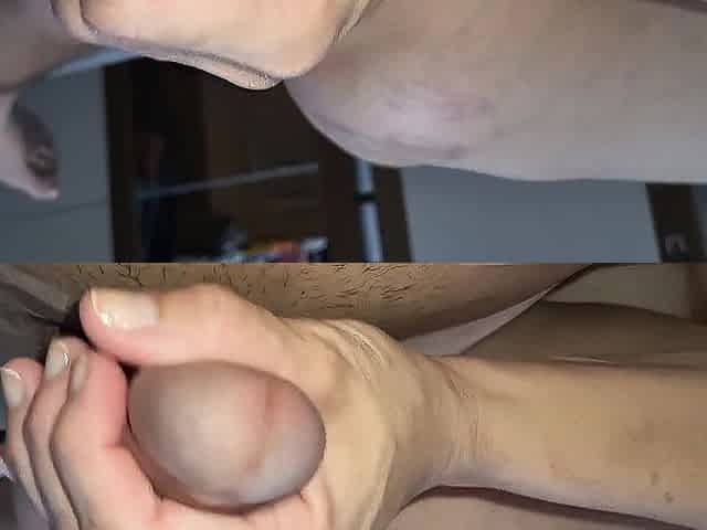 Eating the bulky gal's butt so that babe doesn't get preggo.