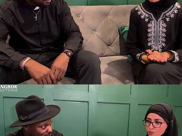 Muslim Aaliyah Yasin is blessed by Father Dimitri's holy water