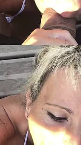 Busty blonde fucked outdoors