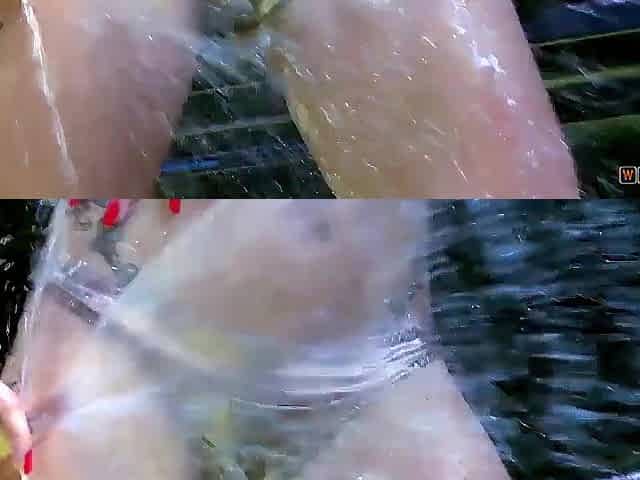 Blond doxy banging during washing the car