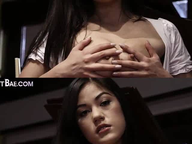 21yo Asian beauty nailed in hairy twat by big white dic