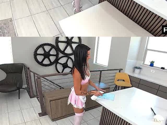 French Maid Uses Her Throat And Snatch To Clean Up Wang
