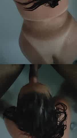 Chubby Hottie Giving Blowjob in Bathtub on All Fours