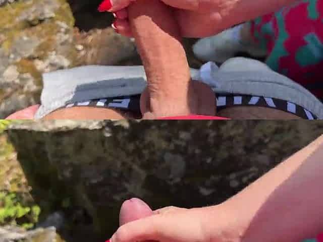 Large Booty Hotty takes shlong at the viewpoint - so Risky Public Sex :P